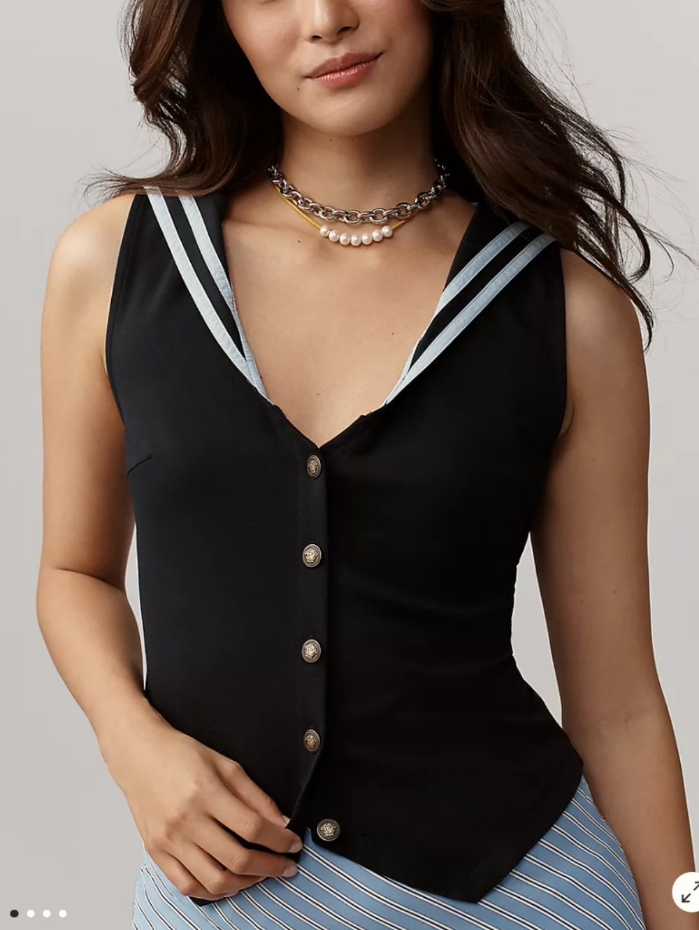 New Maeve Nautical V-Neck Vest Navy  XXS